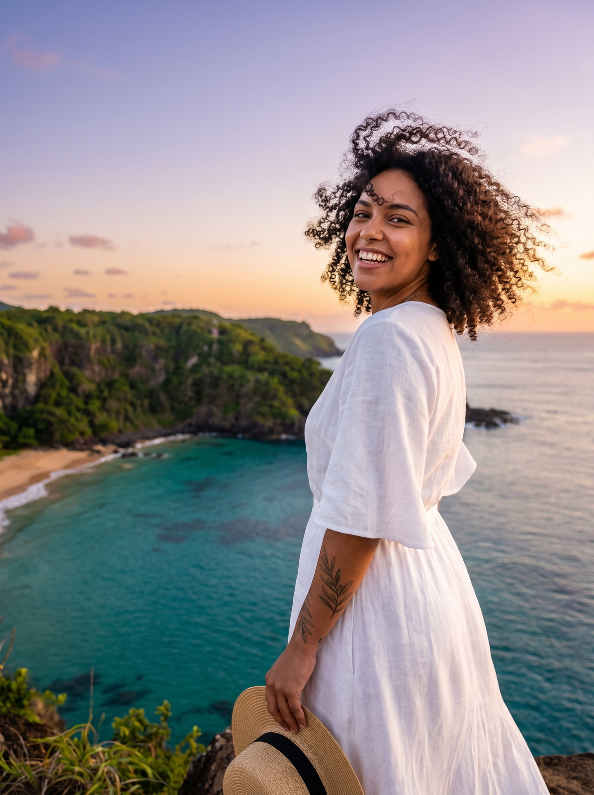 A mesma influencer em Fernando de Noronha